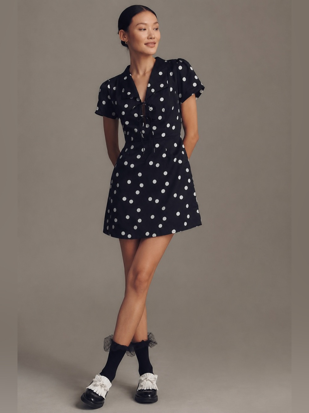 Lisa Says Gah Black Polka Dot Mini Dress